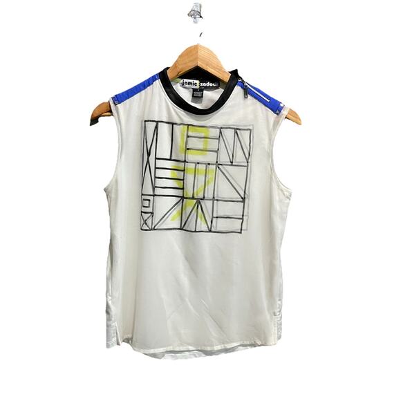 Jamie Sadock White Geometric Graphic Women's Tennis Golf Tank Top Size S - Picture 1 of 6
